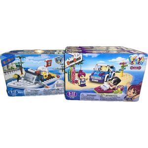 Lot of 5 BanBao Toy Sets 2 Police‎ Boat and 3 Trendy Beach